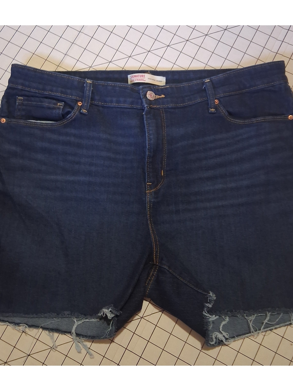 Signature by Levi Strauss Dark Blue Denim Cutoff Shorts